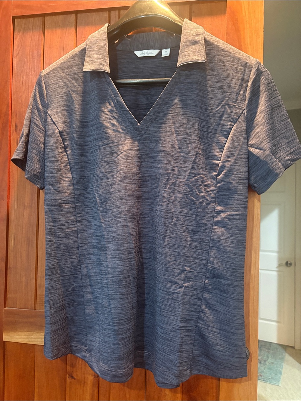 Lady Hagen Women's Navy Heather V-Neck Golf Polo Shirt